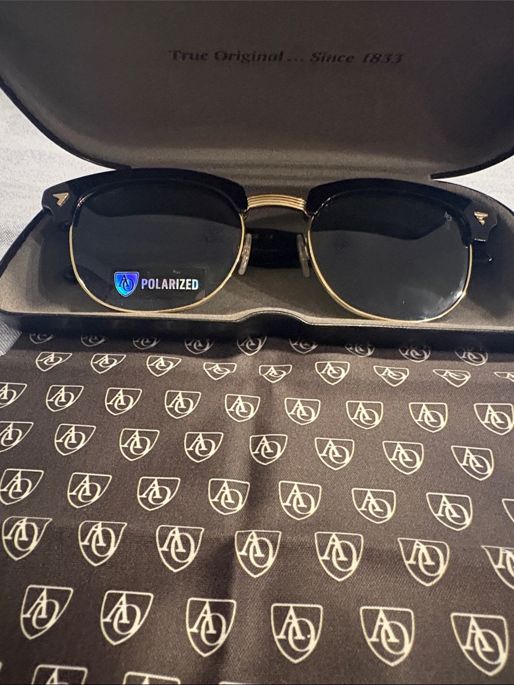 Sirmont American Optical Polarized Men’s Clubmaster Sunglasses - Black & Gold